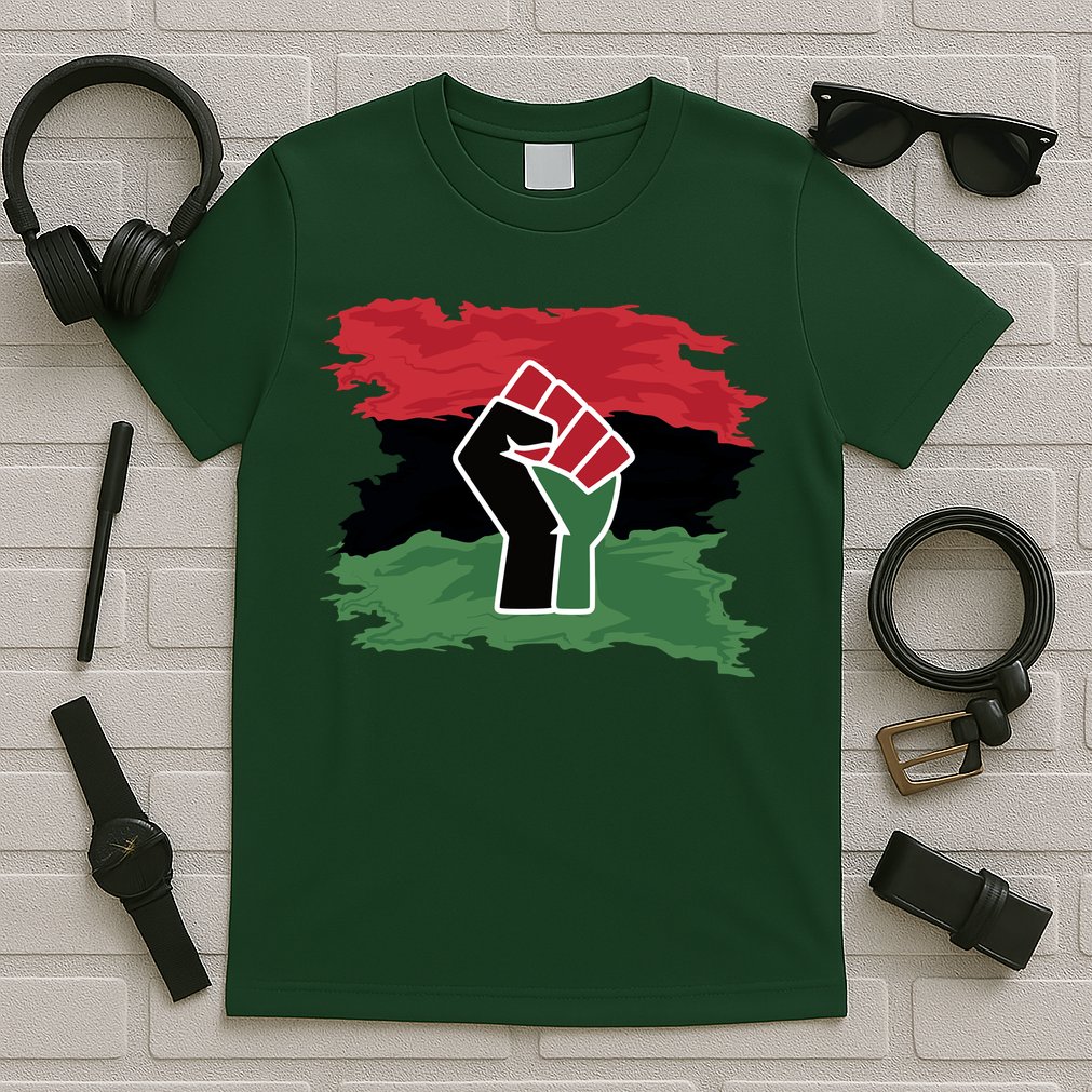 Pan African Flag Black Fist U.N.I.A. Flag T-Shirt