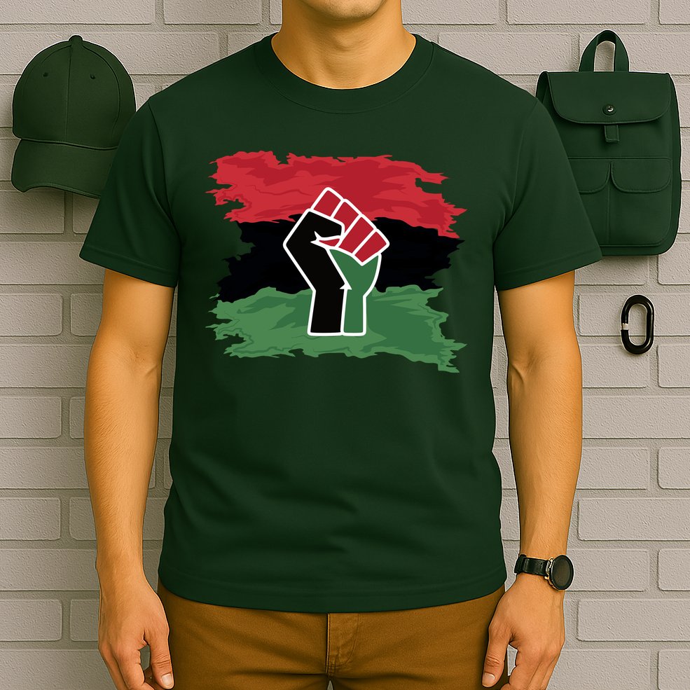 Pan African Flag Black Fist U.N.I.A. Flag T-Shirt