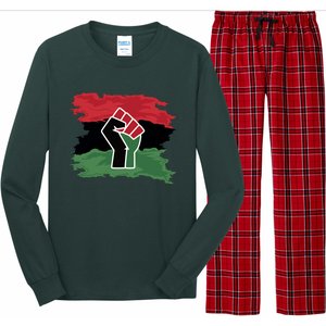 Pan African Flag Black Fist U.N.I.A. Flag Long Sleeve Pajama Set