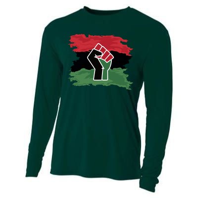 Pan African Flag Black Fist U.N.I.A. Flag Cooling Performance Long Sleeve Crew