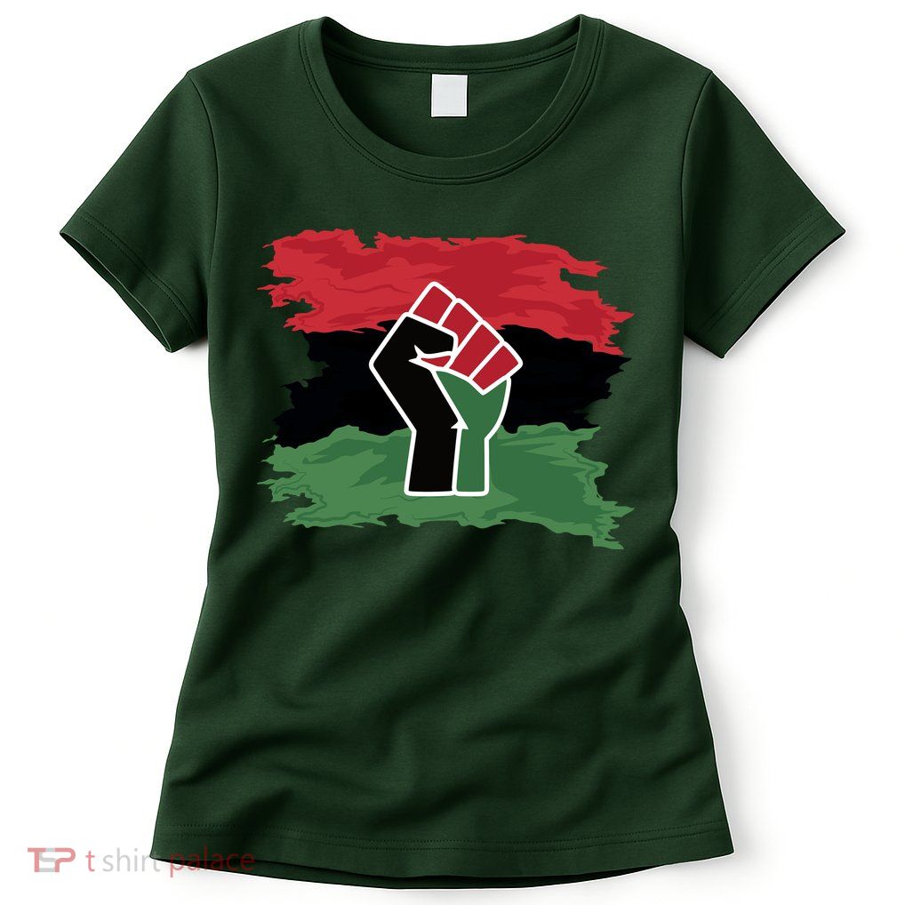 Pan African Flag Black Fist U.N.I.A. Flag Womens T-Shirt