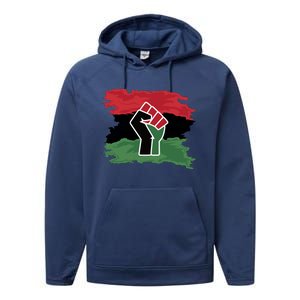 Pan African Flag Black Fist U.N.I.A. Flag Performance Fleece Hoodie