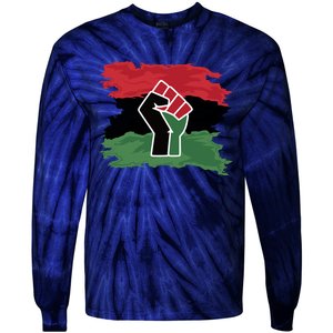 Pan African Flag Black Fist U.N.I.A. Flag Tie-Dye Long Sleeve Shirt