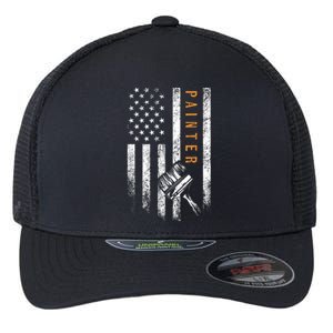 Painter American Flag Design Painting Flexfit Unipanel Trucker Cap