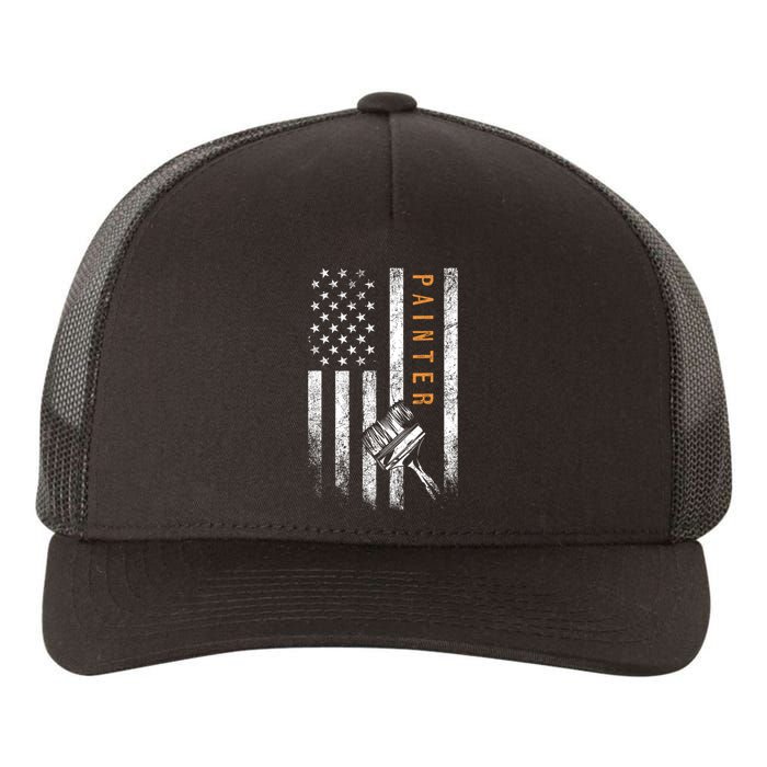 Painter American Flag Design Painting Yupoong Adult 5-Panel Trucker Hat