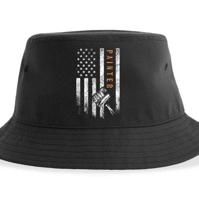 Painter American Flag Design Painting Sustainable Bucket Hat