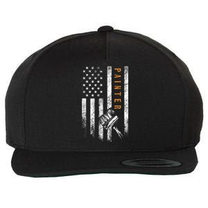 Painter American Flag Design Painting Wool Snapback Cap