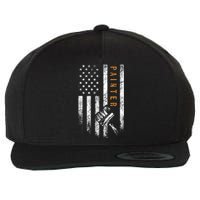 Painter American Flag Design Painting Wool Snapback Cap