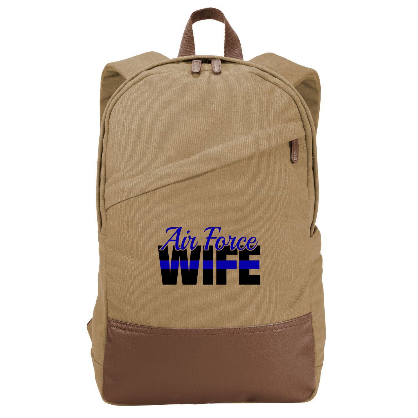 Proud Air Force Wife Gift Usaf Patriotic Military Family Funny Gift Cotton Canvas Backpack