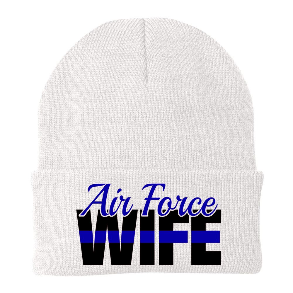 Proud Air Force Wife Gift Usaf Patriotic Military Family Funny Gift Beanie