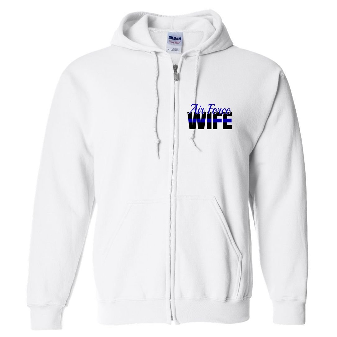 Proud Air Force Wife Gift Usaf Patriotic Military Family Funny Gift Full Zip Hoodie