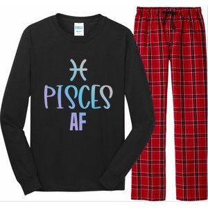 Pisces Af Funny Zodiac Sign Pisces Astrology Sign Gift Long Sleeve Pajama Set