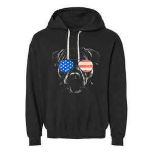 Pitbull American Flag 4th Of July Pitbull Dad Mom Dog Lover Garment-Dyed Fleece Hoodie