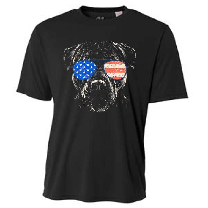 Pitbull American Flag 4th Of July Pitbull Dad Mom Dog Lover Cooling Performance Crew T-Shirt