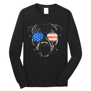 Pitbull American Flag 4th Of July Pitbull Dad Mom Dog Lover Long Sleeve Shirt