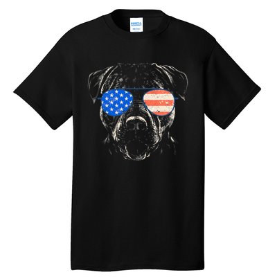 Pitbull American Flag 4th Of July Pitbull Dad Mom Dog Lover Tall T-Shirt