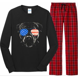 Pitbull American Flag 4th Of July Pitbull Dad Mom Dog Lover Long Sleeve Pajama Set