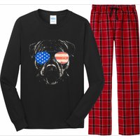 Pitbull American Flag 4th Of July Pitbull Dad Mom Dog Lover Long Sleeve Pajama Set