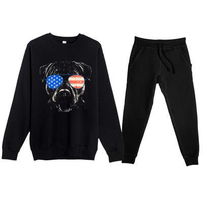 Pitbull American Flag 4th Of July Pitbull Dad Mom Dog Lover Premium Crewneck Sweatsuit Set