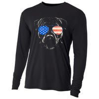 Pitbull American Flag 4th Of July Pitbull Dad Mom Dog Lover Cooling Performance Long Sleeve Crew