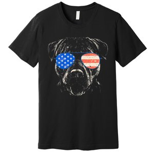 Pitbull American Flag 4th Of July Pitbull Dad Mom Dog Lover Premium T-Shirt