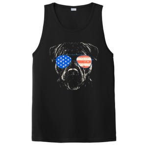 Pitbull American Flag 4th Of July Pitbull Dad Mom Dog Lover PosiCharge Competitor Tank