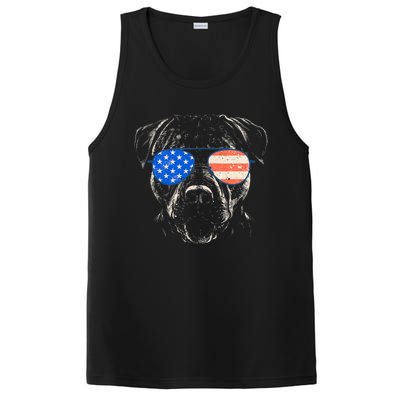 Pitbull American Flag 4th Of July Pitbull Dad Mom Dog Lover PosiCharge Competitor Tank