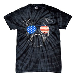 Pitbull American Flag 4th Of July Pitbull Dad Mom Dog Lover Tie-Dye T-Shirt