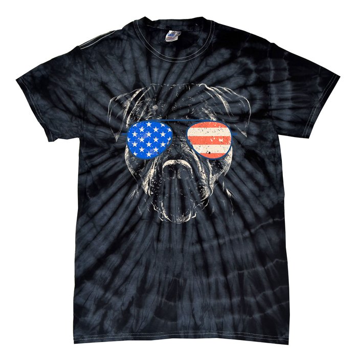 Pitbull American Flag 4th Of July Pitbull Dad Mom Dog Lover Tie-Dye T-Shirt