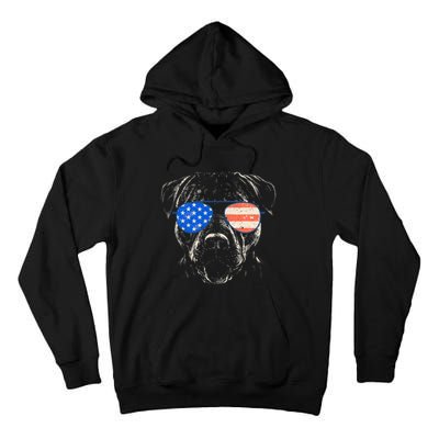 Pitbull American Flag 4th Of July Pitbull Dad Mom Dog Lover Tall Hoodie