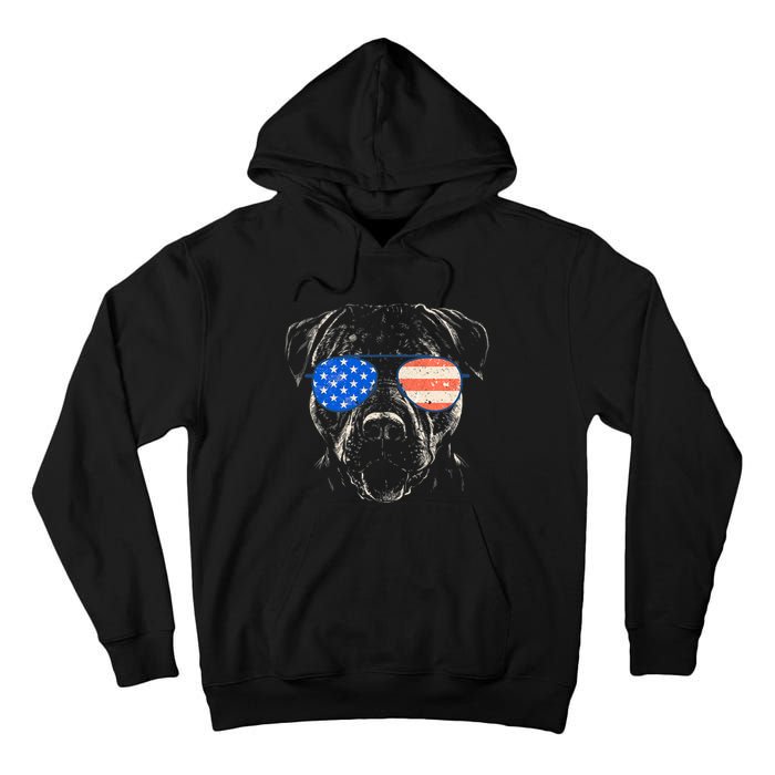 Pitbull American Flag 4th Of July Pitbull Dad Mom Dog Lover Tall Hoodie