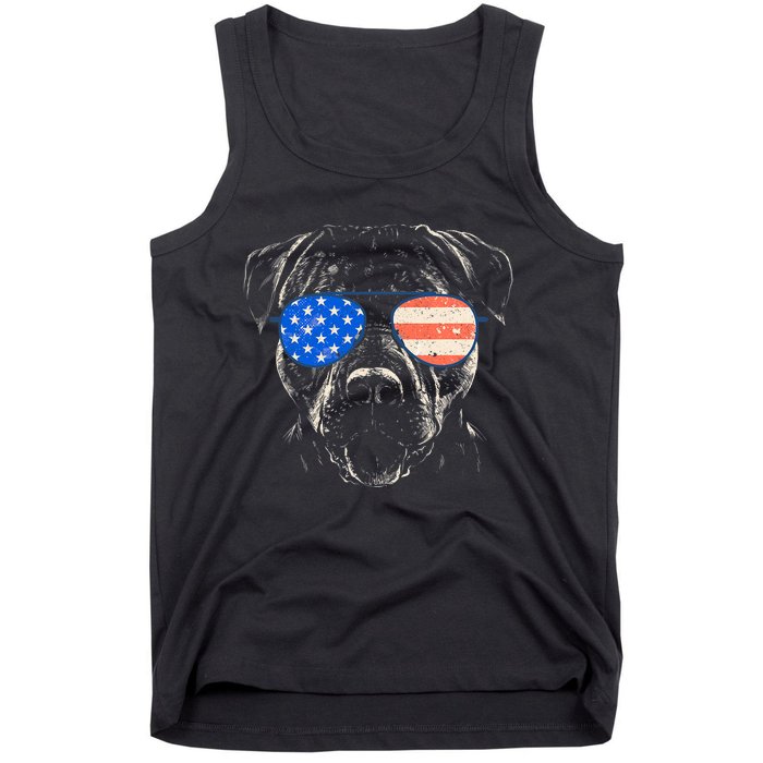 Pitbull American Flag 4th Of July Pitbull Dad Mom Dog Lover Tank Top