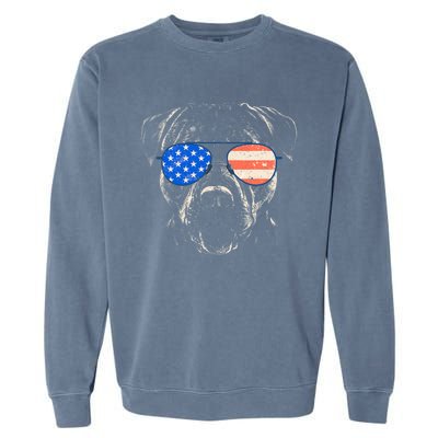 Pitbull American Flag 4th Of July Pitbull Dad Mom Dog Lover Garment-Dyed Sweatshirt