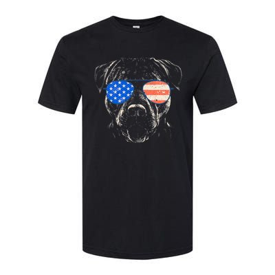 Pitbull American Flag 4th Of July Pitbull Dad Mom Dog Lover Softstyle® CVC T-Shirt