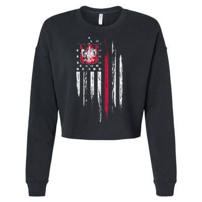 Polish American Flag Combo Poland Usa Polska Cropped Pullover Crew