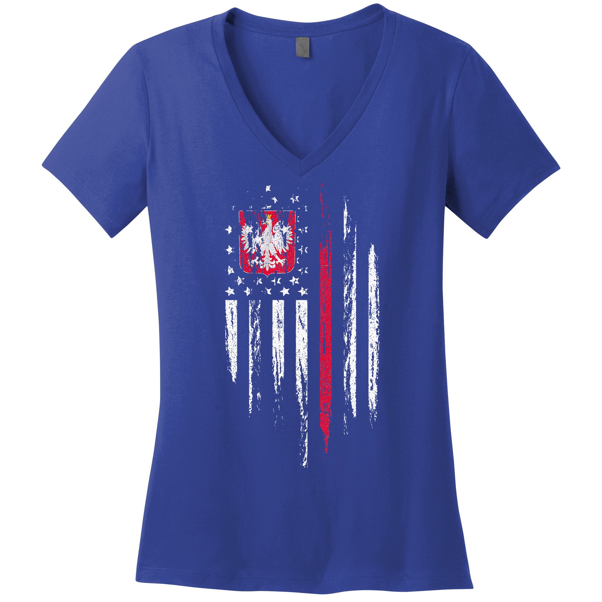 Polish American Flag Combo Poland Usa Polska Women's V-Neck T-Shirt