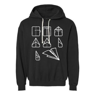 Paper Airplane Folding Instruction Gift Garment-Dyed Fleece Hoodie