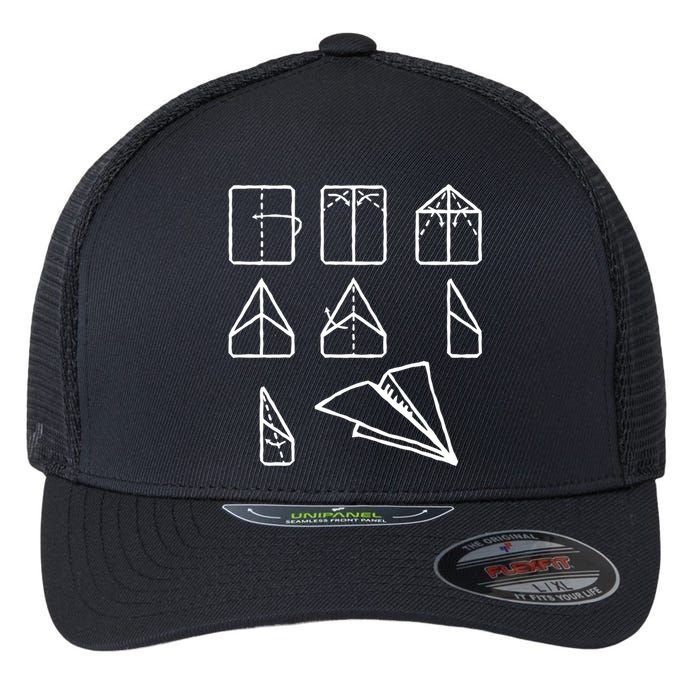 Paper Airplane Folding Instruction Gift Flexfit Unipanel Trucker Cap