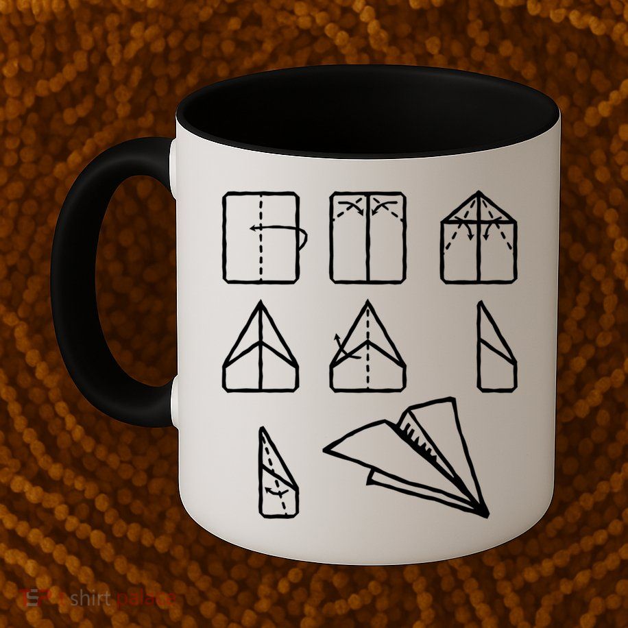 Paper Airplane Folding Instruction Gift Mug