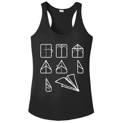 Paper Airplane Folding Instruction Gift Ladies PosiCharge Competitor Racerback Tank