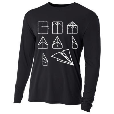 Paper Airplane Folding Instruction Gift Cooling Performance Long Sleeve Crew