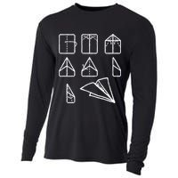 Paper Airplane Folding Instruction Gift Cooling Performance Long Sleeve Crew