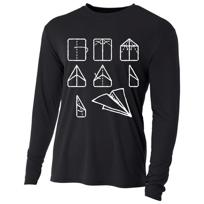 Paper Airplane Folding Instruction Gift Cooling Performance Long Sleeve Crew