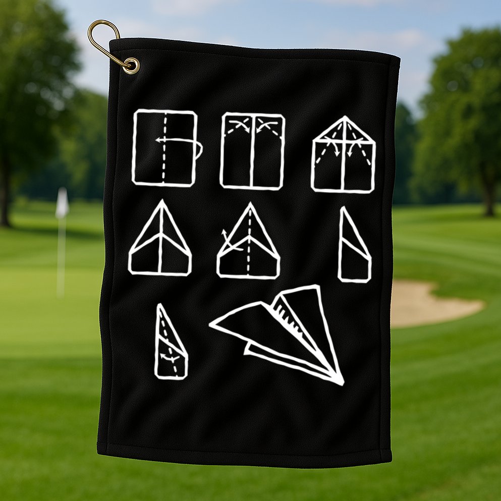 Paper Airplane Folding Instruction Gift Golf Towel