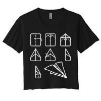 Paper Airplane Folding Instruction Gift Women's Crop Top Tee