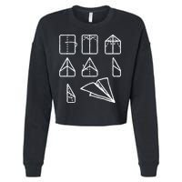 Paper Airplane Folding Instruction Gift Cropped Pullover Crew