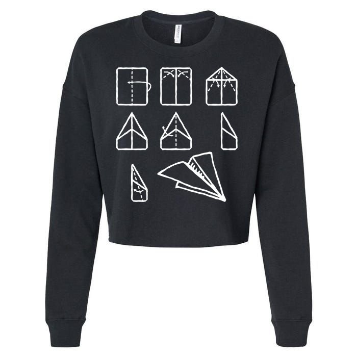 Paper Airplane Folding Instruction Gift Cropped Pullover Crew