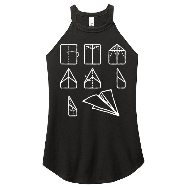 Paper Airplane Folding Instruction Gift Women's Perfect Tri Rocker Tank