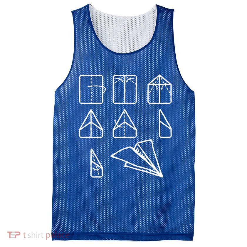 Paper Airplane Folding Instruction Gift Mesh Reversible Basketball Jersey Tank