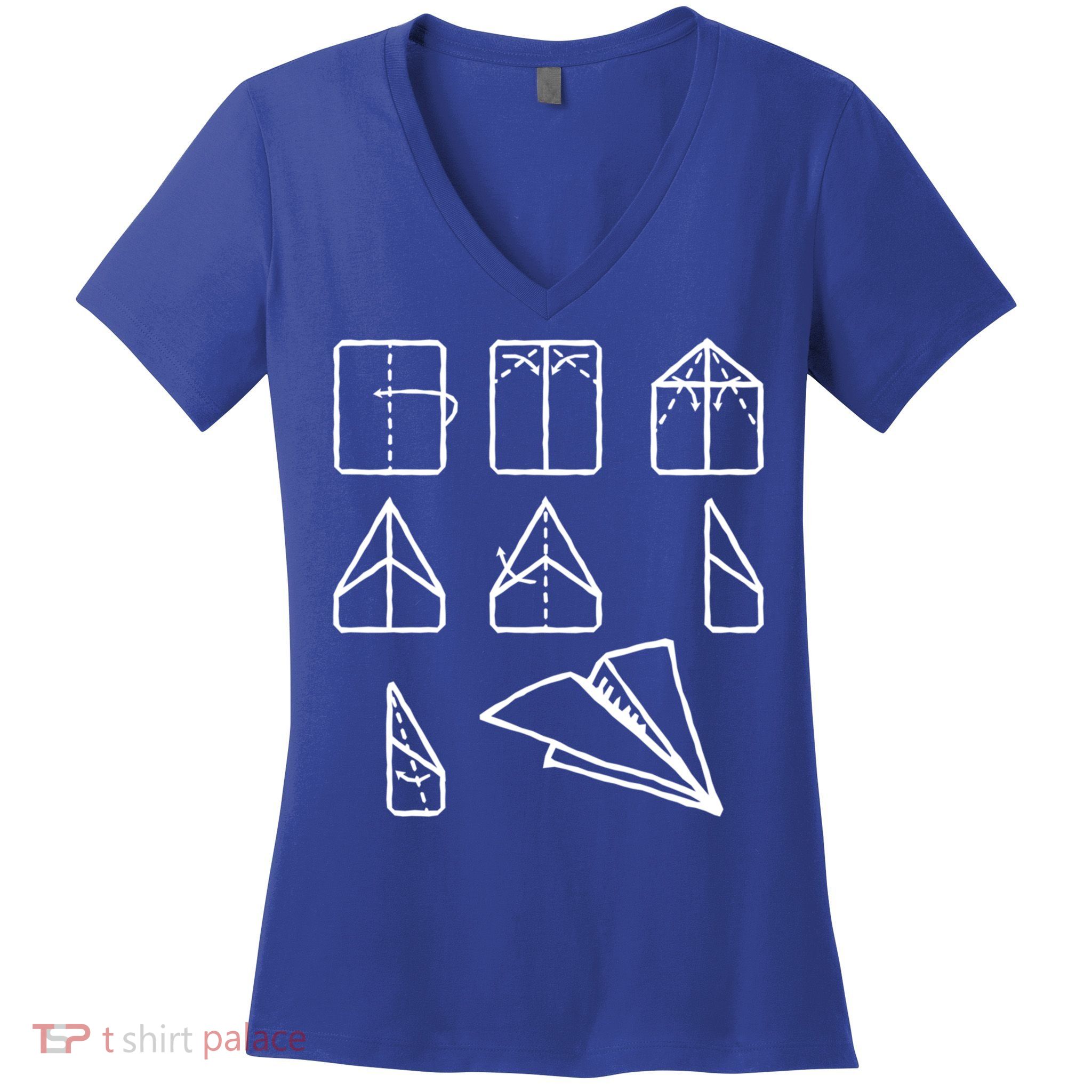 Paper Airplane Folding Instruction Gift Women's V-Neck T-Shirt